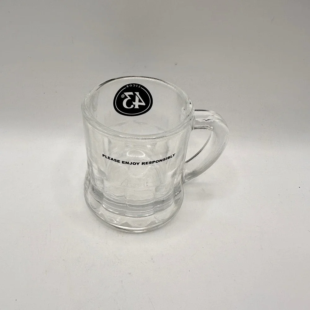 Licor 43 Mini Beer Mug Shot Glasses Set of 4 Clear Dimpled Glass Barware Stein